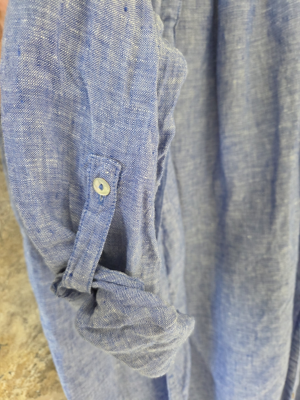 Sigrid Olsen Light Blue Heather Button Shirt 100% Linen Medium EUC - Picture 3 of 4